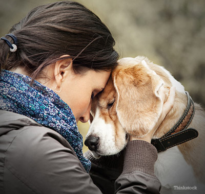 Sad Woman with Sad Dog