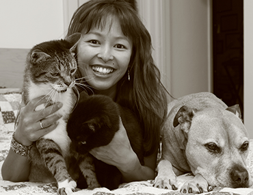 dr. justine lee with her pets