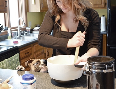 Tori and Harley making Beef & Bacon Pupcakes