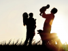 Family and dog silhouette