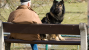 Old man with a dog at the park